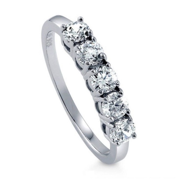 STERLING SILVER 5 STONE RING - Picture 3 of 9